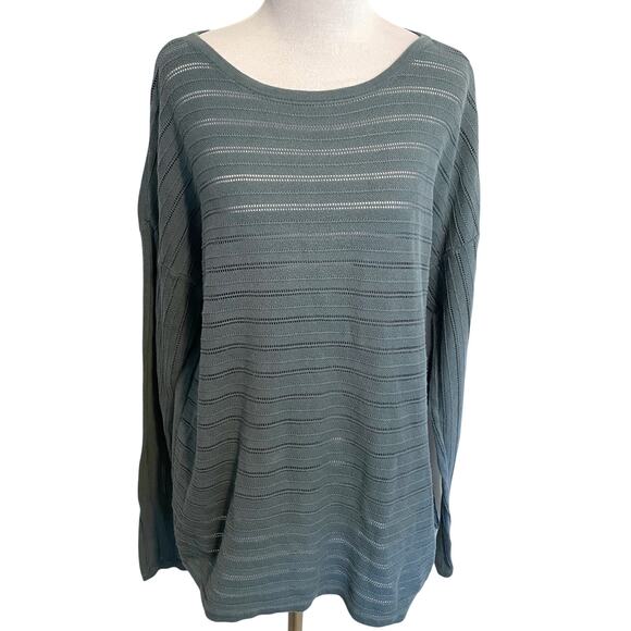 Prana Organic Cotton Madeline Sweater Top Womens Large Teal Athleisure Shirt - Picture 2 of 9